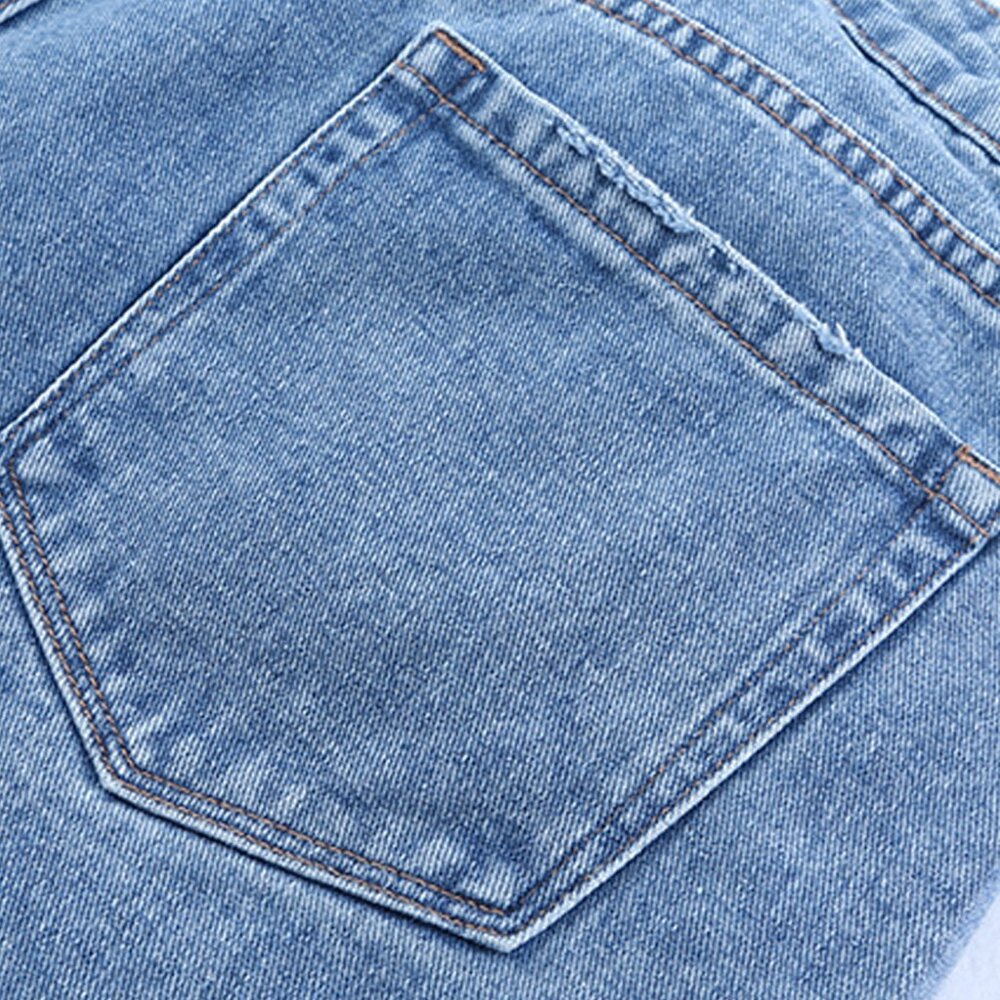 B235 Sky Blue High Rise Crossover Waist Denim Shorts - Picture 8 of 11